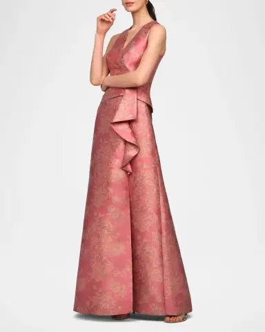 Kay Unger New York Rhianna Metallic Jacquard A-Line Gown | Thumbnail 5 Kay Unger New York Rhianna Metallic Jacquard A-Line Gown | Thumbnail 5
