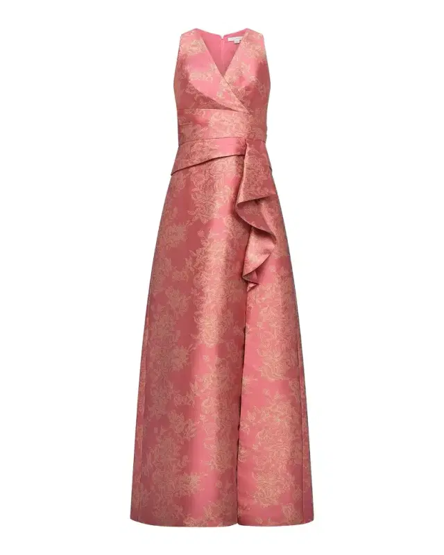 Kay Unger New York Rhianna Metallic Jacquard A-Line Gown