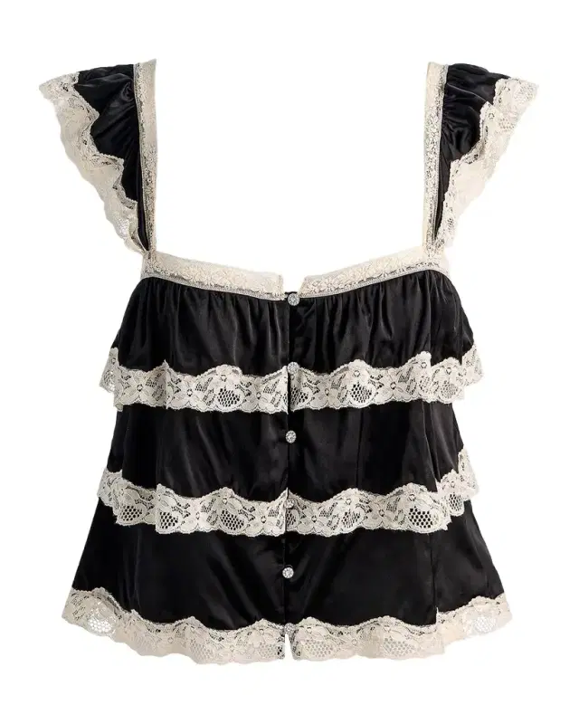 ALICE + OLIVIA Sylvie Tiered Lace Crop Top