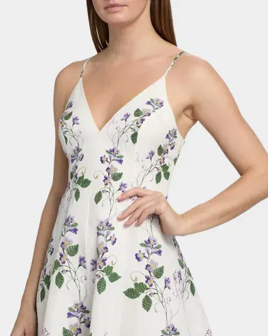 Hemant & Nandita Floral Linen-Cotton A-Line Midi Dress | Thumbnail 5
