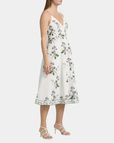 Hemant & Nandita Floral Linen-Cotton A-Line Midi Dress | Thumbnail 7