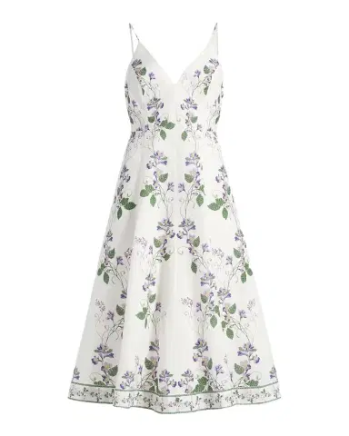 Hemant & Nandita Floral Linen-Cotton A-Line Midi Dress | Thumbnail 1