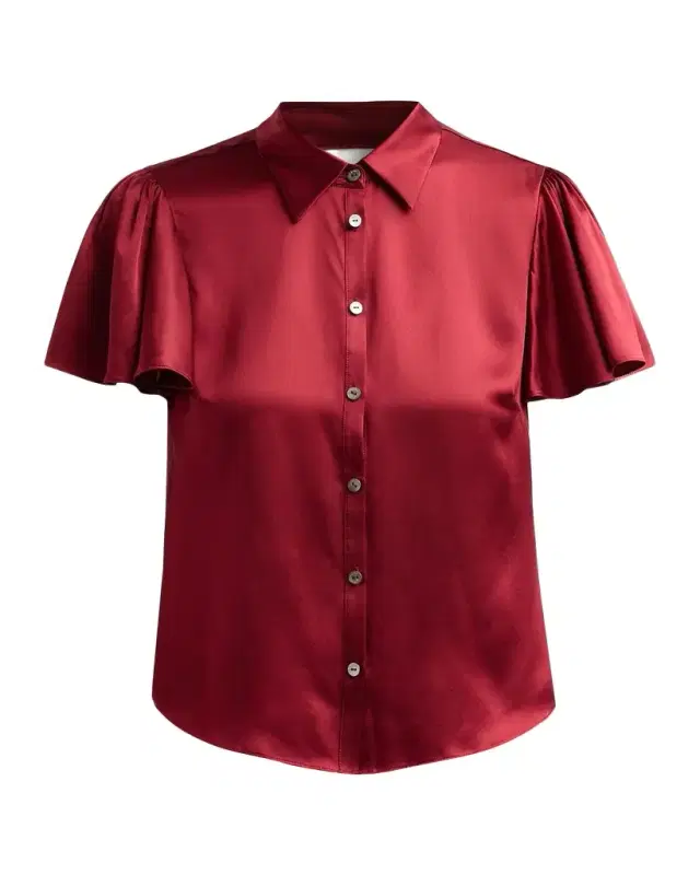 Cinq à Sept Fiona Flutter-Sleeve Silk Top
