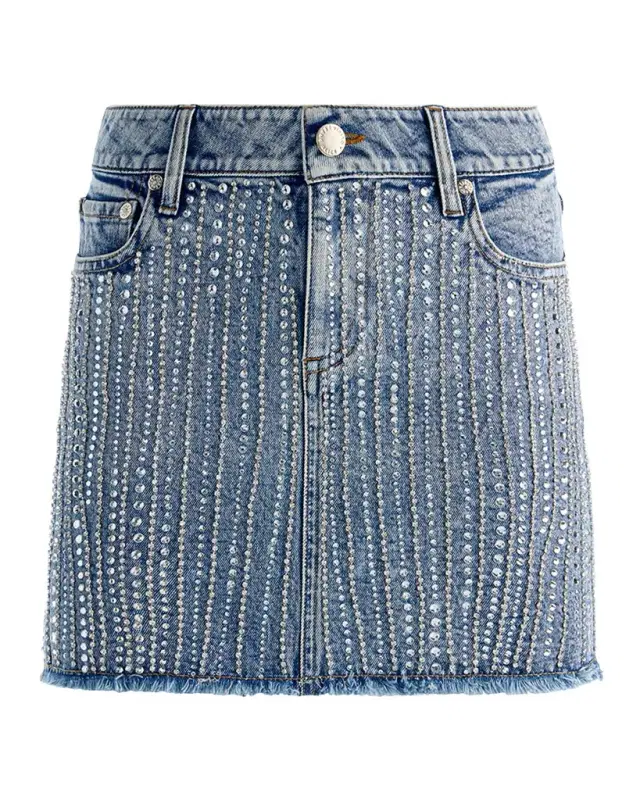 ALICE + OLIVIA Kiera Embellished Denim Mini Skirt