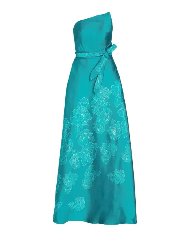 Rene Ruiz Collection Strapless Floral-Embroidered A-Line Gown