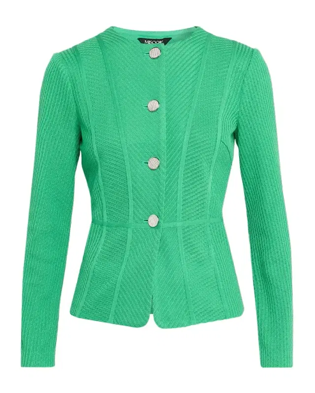 Misook Ribbed Single-Breasted Jacket