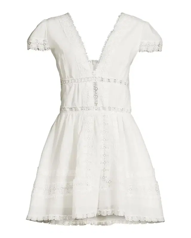 Peixoto Piper Lace-Trimmed Cotton Mini Dress