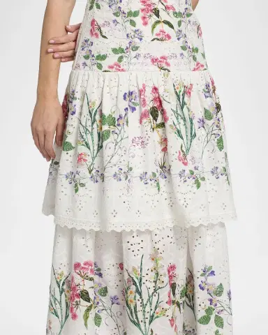 Hemant & Nandita Floral Cotton Tiered Strapless Maxi Dress | Thumbnail 5 Hemant & Nandita Floral Cotton Tiered Strapless Maxi Dress | Thumbnail 5