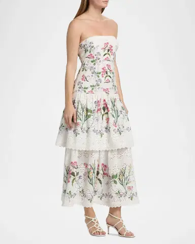 Hemant & Nandita Floral Cotton Tiered Strapless Maxi Dress | Thumbnail 7 Hemant & Nandita Floral Cotton Tiered Strapless Maxi Dress | Thumbnail 7