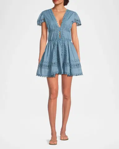 Peixoto Piper Lace-Trimmed Cotton Mini Dress | Thumbnail 2 Peixoto Piper Lace-Trimmed Cotton Mini Dress | Thumbnail 2