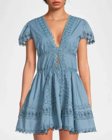 Peixoto Piper Lace-Trimmed Cotton Mini Dress | Thumbnail 4 Peixoto Piper Lace-Trimmed Cotton Mini Dress | Thumbnail 4