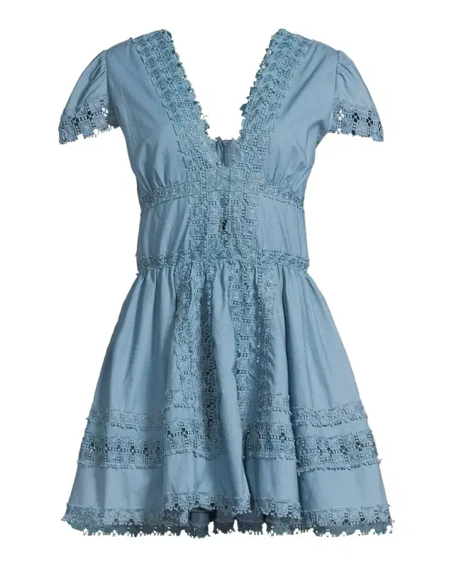 Peixoto Piper Lace-Trimmed Cotton Mini Dress