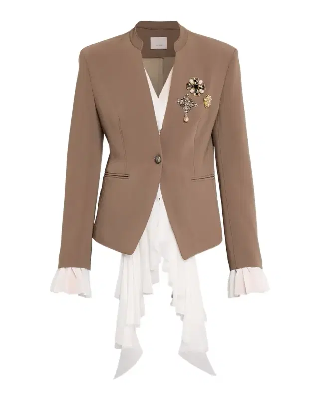 Cinq a Sept Maren Georgette-Trim Crepe Blazer