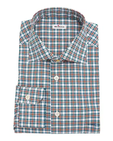 Kiton Men's Cotton Plaid Classic-Fit Dress Shirt | Thumbnail 1