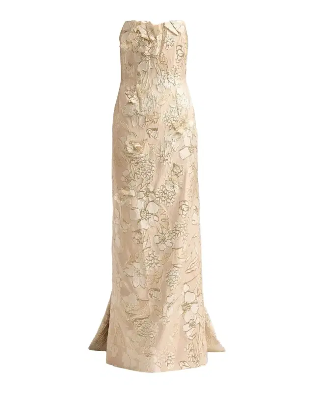 Rene Ruiz Collection Floral Jacquard Train Column Gown
