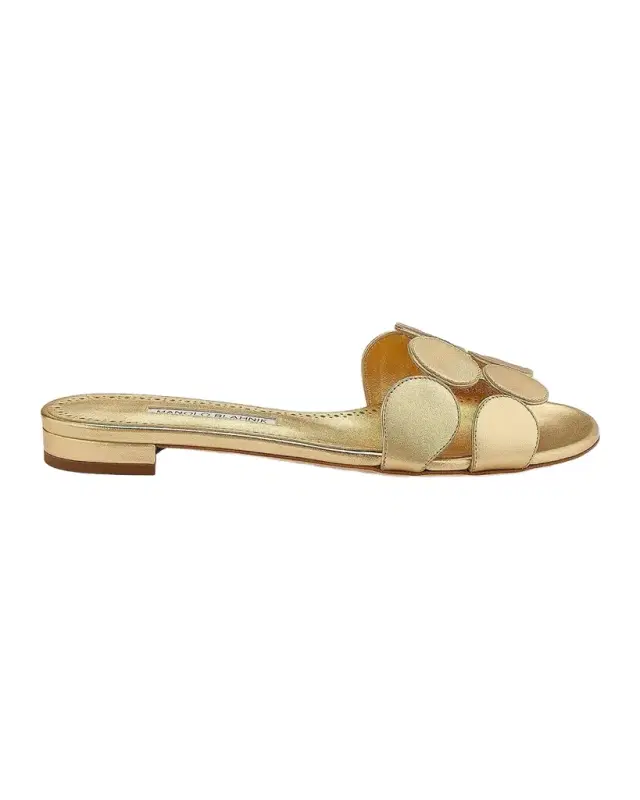 Manolo Blahnik Haribal Disc Leather Flat Sandals