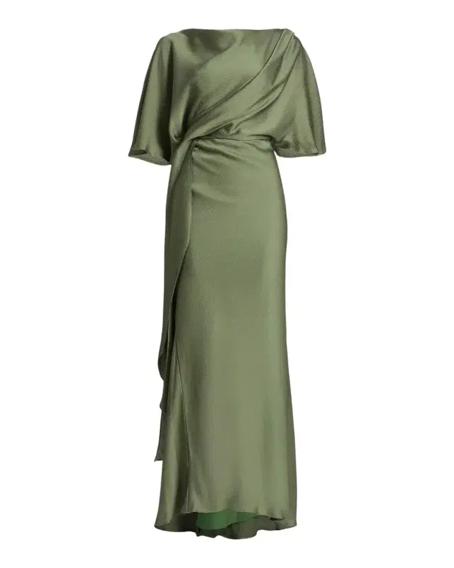 Amsale Hammered Satin A-Line Gown