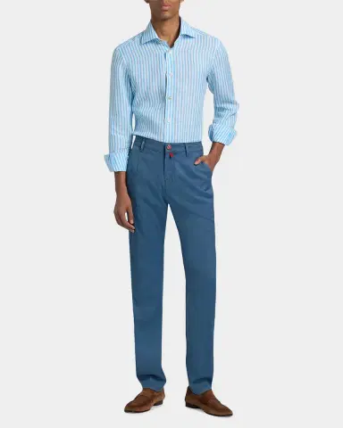 Kiton Men's Stretch-Cotton Straight-Leg Trousers | Thumbnail 2