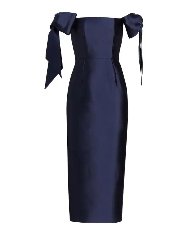 Alexia Maria CLONE Isabella Bow Silk-Wool Column Midi Dress