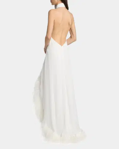 Bronx and Banco Madeline Feather-Trim Halterneck Gown | Thumbnail 3 Bronx and Banco Madeline Feather-Trim Halterneck Gown | Thumbnail 3