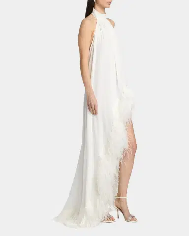 Bronx and Banco Madeline Feather-Trim Halterneck Gown | Thumbnail 7 Bronx and Banco Madeline Feather-Trim Halterneck Gown | Thumbnail 7