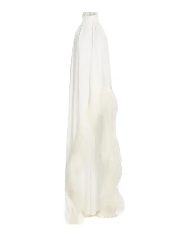 Bronx and Banco Madeline Feather-Trim Halterneck Gown