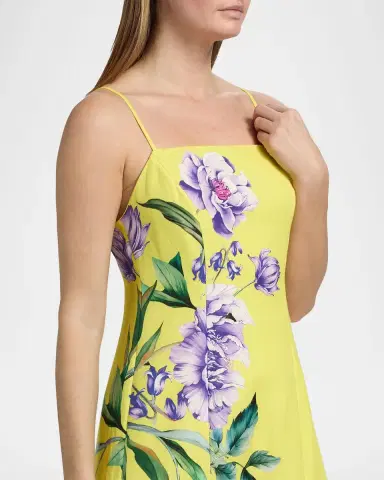 Hemant & Nandita Floral Linen-Cotton A-Line Midi Dress | Thumbnail 5