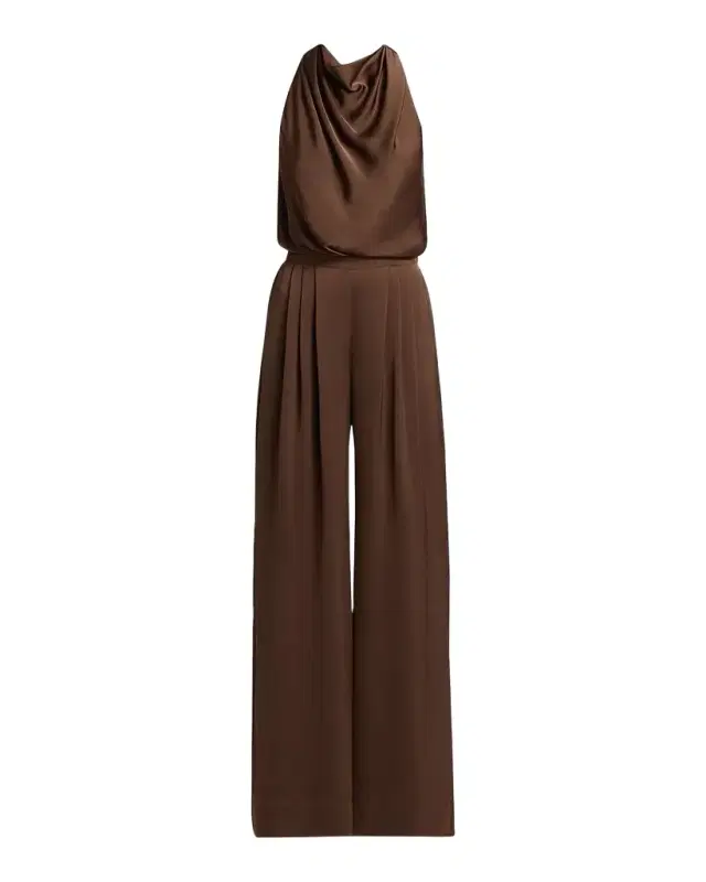 Ramy Brook Zahara Satin Wide-Leg Jumpsuit