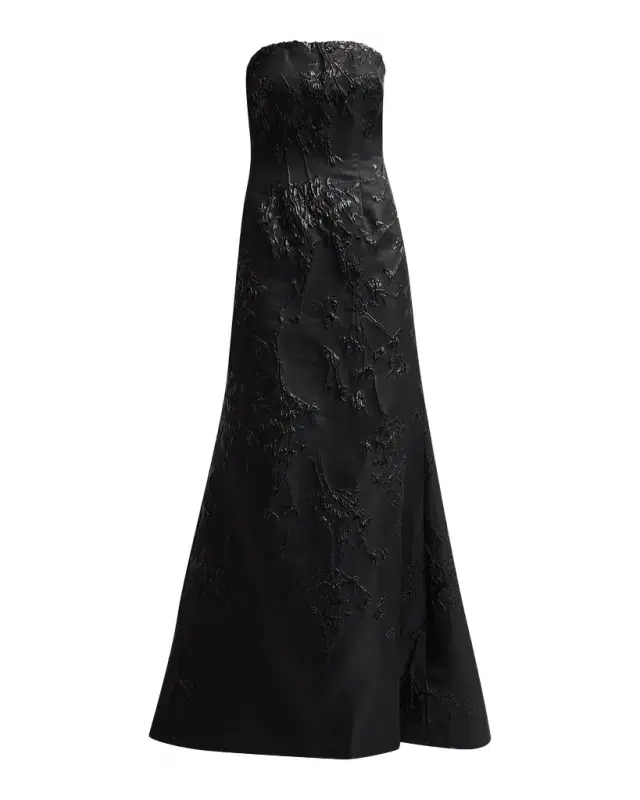 Rene Ruiz Collection Embellished Jacquard Strapless Gown