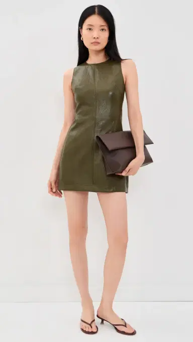 HUNTER BELL Madix Faux Leather Mini Dress Pinegrove | Thumbnail 5 HUNTER BELL Madix Faux Leather Mini Dress Pinegrove | Thumbnail 5