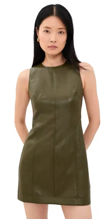 HUNTER BELL Madix Faux Leather Mini Dress Pinegrove | Thumbnail 1 HUNTER BELL Madix Faux Leather Mini Dress Pinegrove | Thumbnail 1
