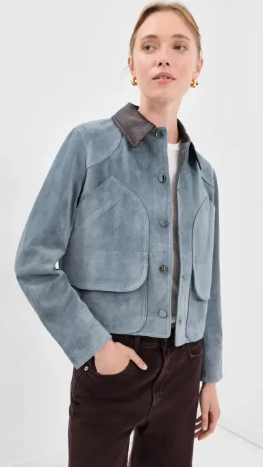 Veronica Beard Walters Cropped Barn Jacket Blue teel | Thumbnail 2 Veronica Beard Walters Cropped Barn Jacket Blue teel | Thumbnail 2