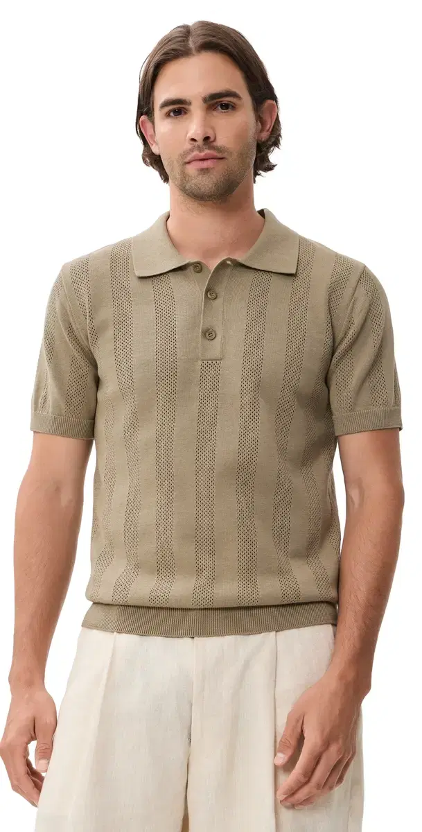 Frescobol Carioca Vidal Cotton Button Up Polo Palm Green