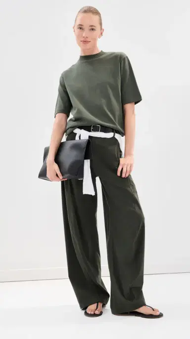 Tibi Perfect Unisex Tee Army Green S | Thumbnail 5 Tibi Perfect Unisex Tee Army Green S | Thumbnail 5