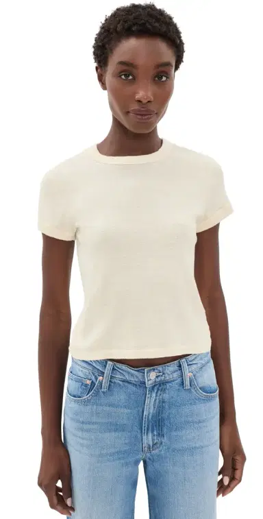 MOTHER The Itty Bitty Ringer Tee Aqw Antique White | Thumbnail 1 MOTHER The Itty Bitty Ringer Tee Aqw Antique White | Thumbnail 1