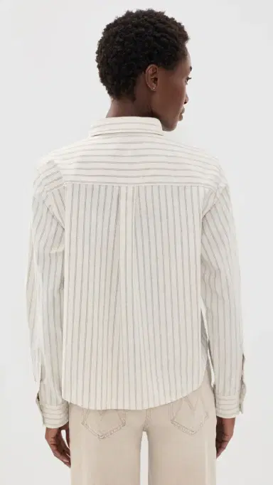 MOTHER The Cropped Bestie Button Down hirt Cream and Black tripe | Thumbnail 3 MOTHER The Cropped Bestie Button Down hirt Cream and Black tripe | Thumbnail 3