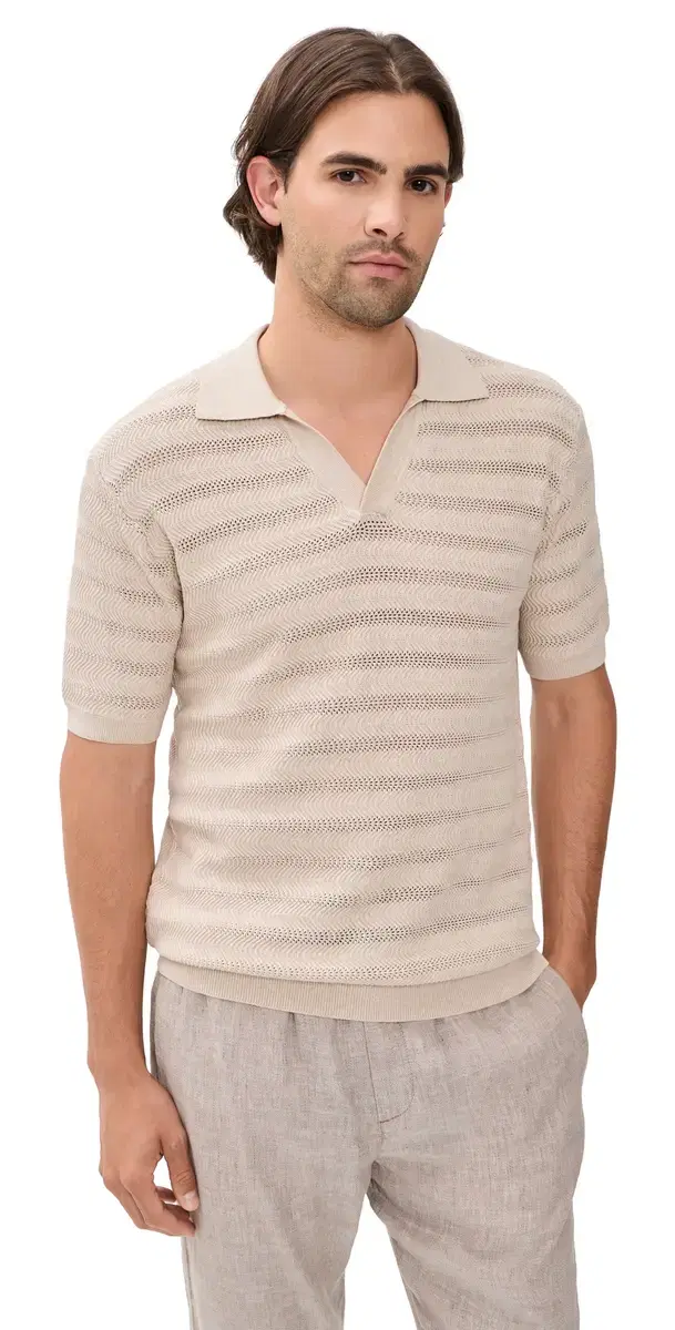 Frescobol Carioca Rino Cotton Jacquard Wave Knit Polo and