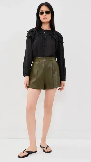 HUNTER BELL Ashton Faux Leather Shorts Pinegrove 4 | Thumbnail 5