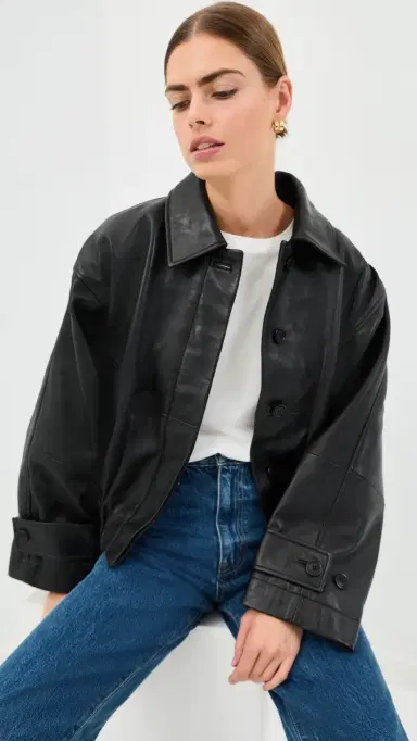 RÓHE Leather Blouson Jacket Black | Thumbnail 2 RÓHE Leather Blouson Jacket Black | Thumbnail 2