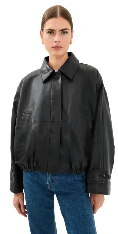 RÓHE Leather Blouson Jacket Black | Thumbnail 1 RÓHE Leather Blouson Jacket Black | Thumbnail 1