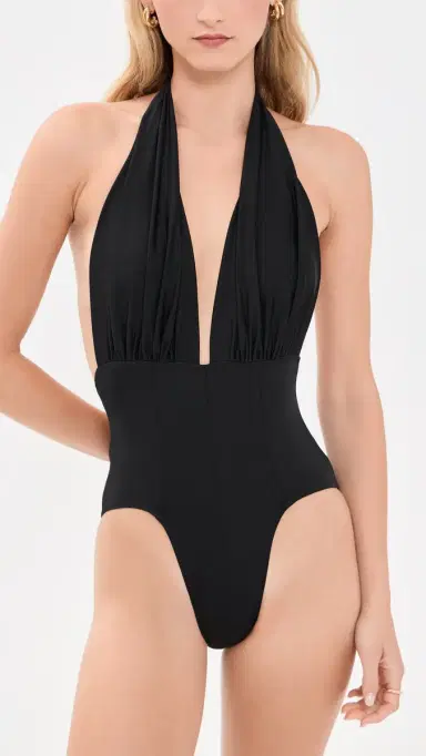 Norma Kamali Wonderwoman Halter Mio One Piece Black | Thumbnail 2