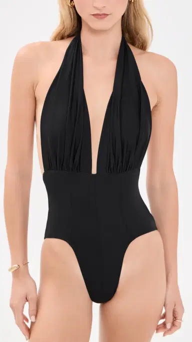 Norma Kamali Wonderwoman Halter Mio One Piece Black | Thumbnail 5