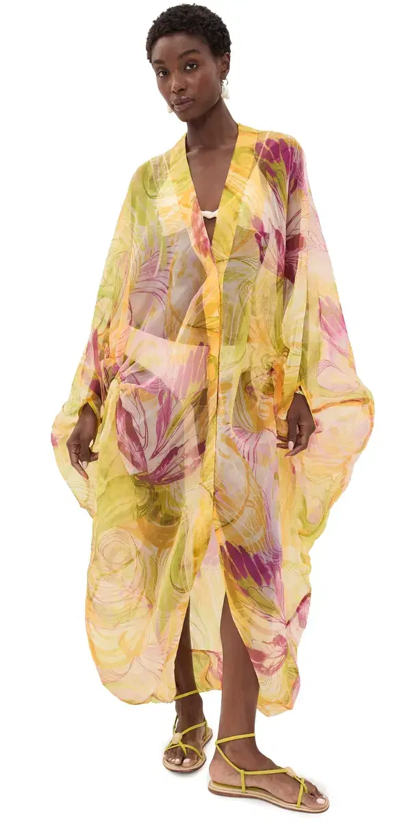 Andrea Iyamah Labu Organza Coverup Robe Vibra Print One Size