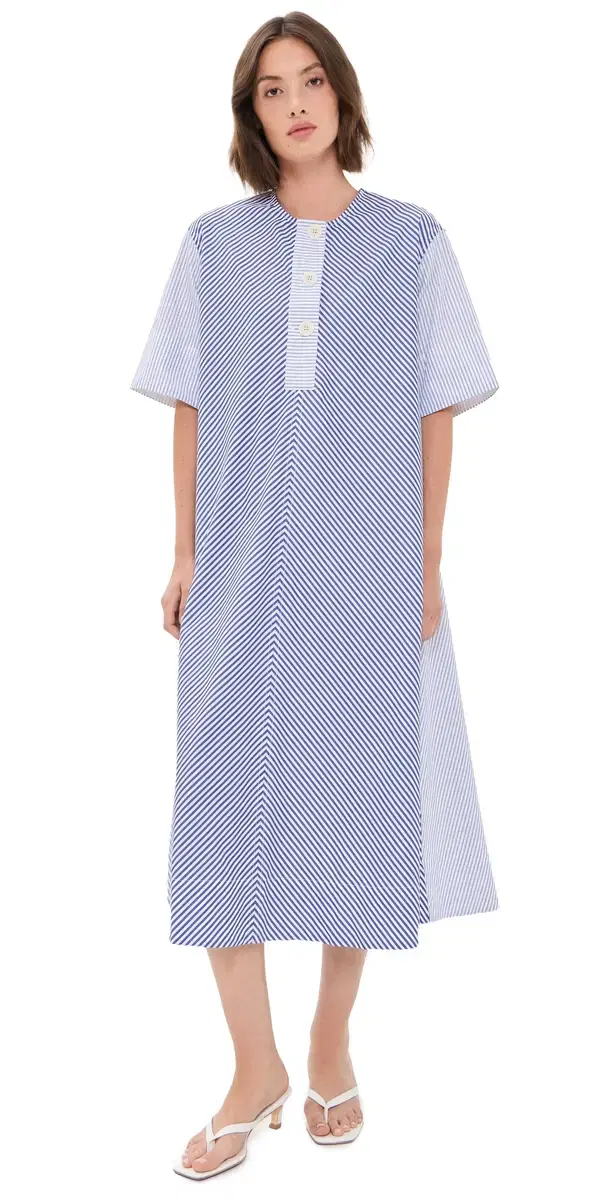 Lee Mathews Ivy Stripe Shirt Dress Navy