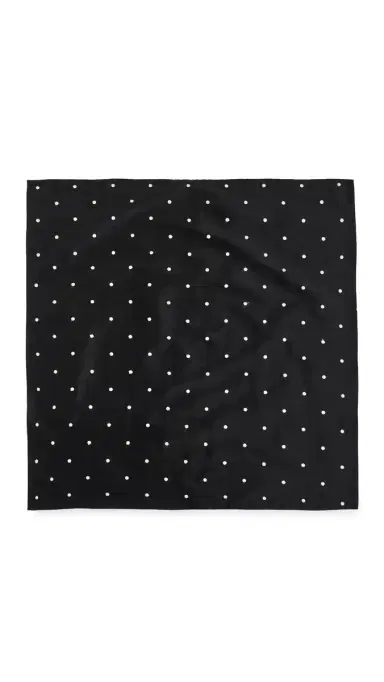 DONNI. The Taffetta Scarf Jet/Creme Polka Dots One Size | Thumbnail 6
