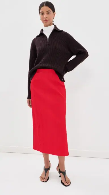 Courrèges Ribbed Merino Wool Trucker Sweater Burnt Red | Thumbnail 5