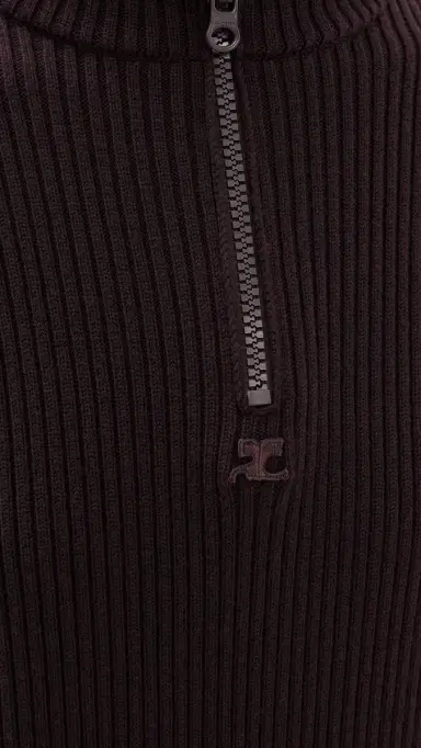 Courrèges Ribbed Merino Wool Trucker Sweater Burnt Red | Thumbnail 6