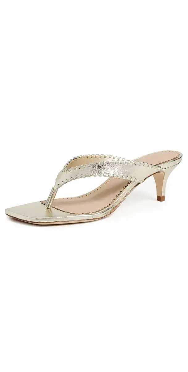 Cinq à Sept Frankie Metallic Kitten Heel Sandals Light Gold