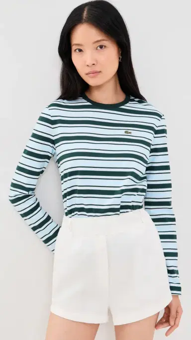 Lacoste Stripe T-Shirt Sinople/Rill-Flour | Thumbnail 2