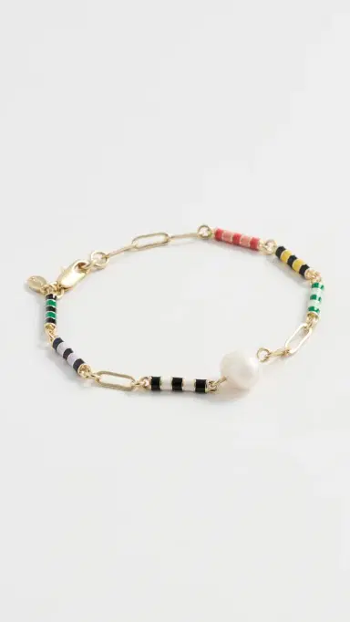 Clare V. Le Stripe Pearl Bracelet Multi One Size | Thumbnail 2